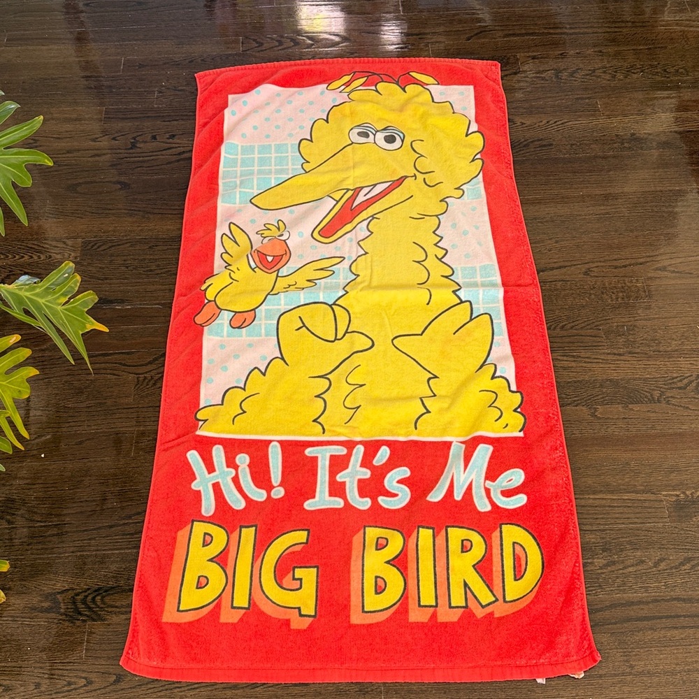 Vintage Sesame Street Big Bird Beach Towel - Made in Japan - Franco Mftg